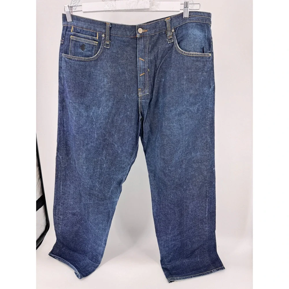 Y2K Rocawear Mens Jeans‎ 42x34 Baggy Wide Leg Straight Fit Embroidered Pockets
